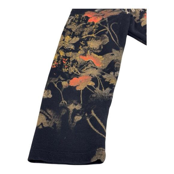 Vintage Jess & Jane Y2K S Black Eastern Floral Bird Kanji AOP Full Zip Cardigan - Picture 5 of 16